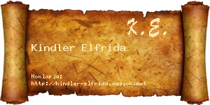 Kindler Elfrida névjegykártya
